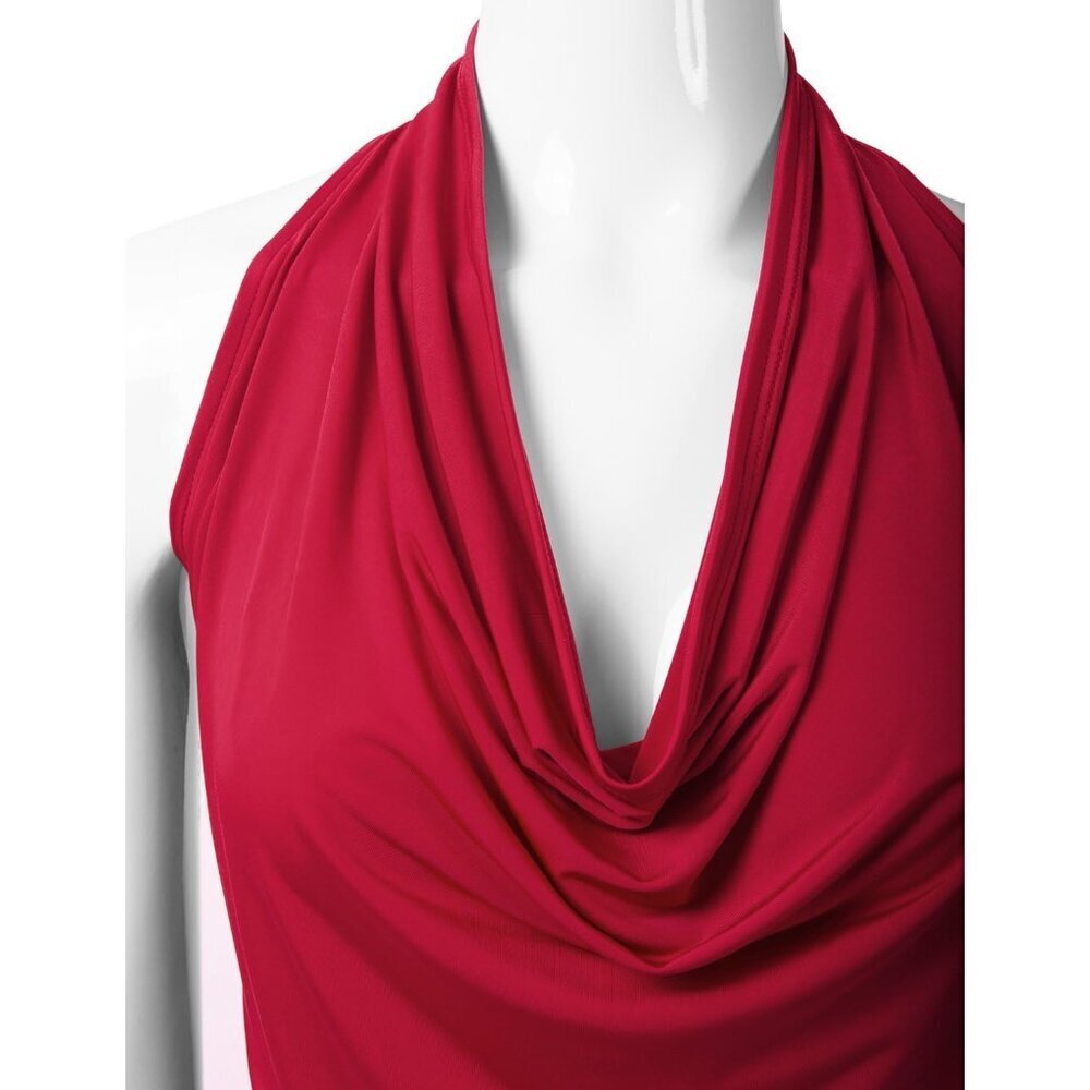 Women's Sleeveless Stretchy Halter Neck Backless Crop Top Plus Size - Picture 4 of 4